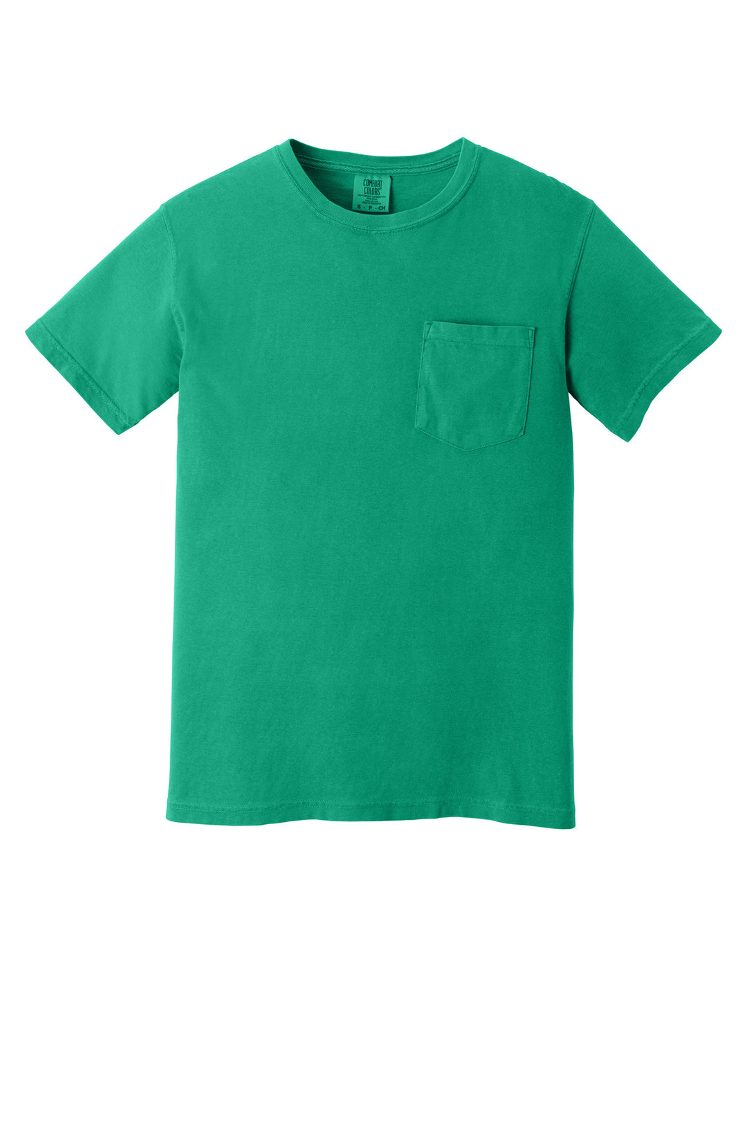 Front View of IslandGrn COMFORT COLORS Heavyweight Ring Spun Pocket Tee. 6030