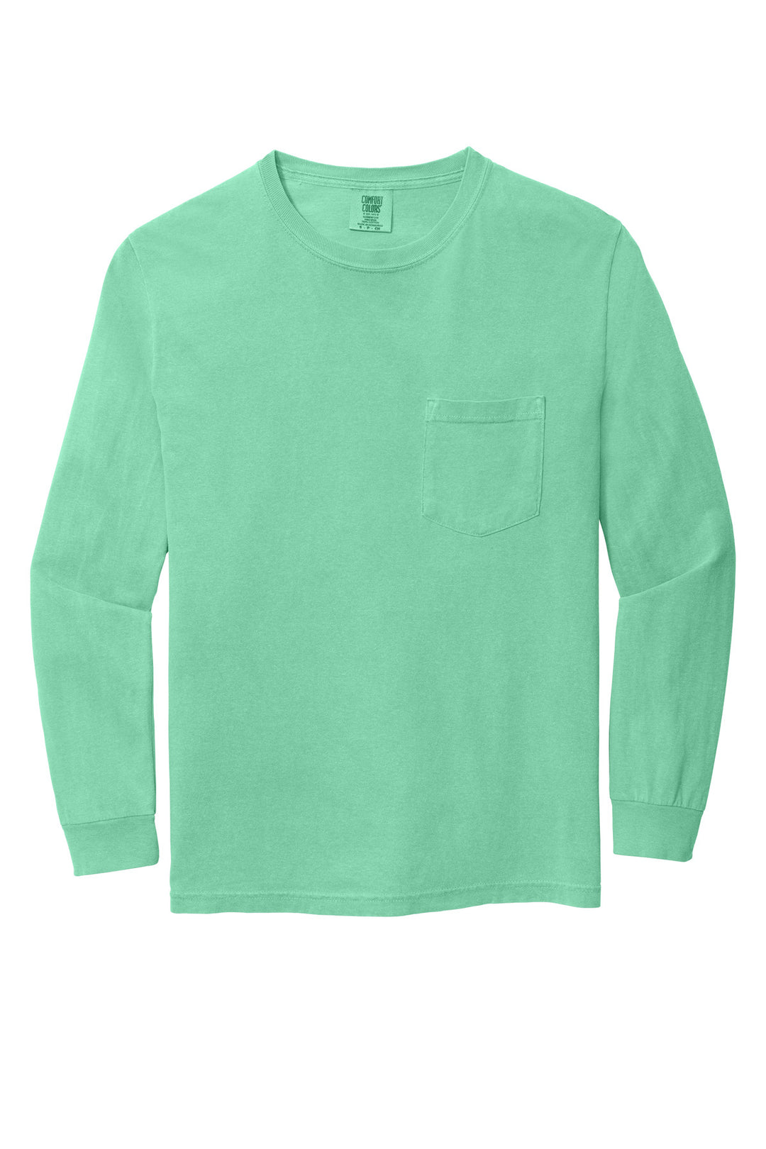 Front View of IslandReef COMFORT COLORS Heavyweight Ring Spun Long Sleeve Pocket Tee. 4410