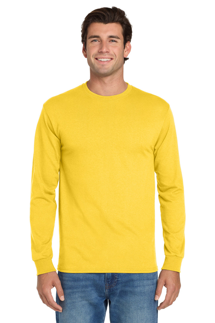 Front View of IslandYllw Jerzees - Dri-Power 50/50 Cotton/Poly Long Sleeve T-Shirt. 29LS