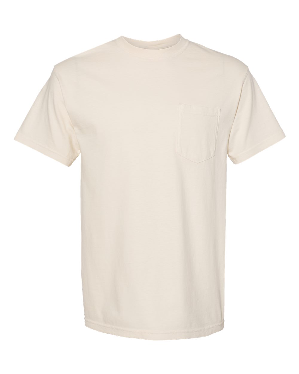 Front View of Ivory Garment-Dyed Heavyweight Pocket T-Shirt - 6030