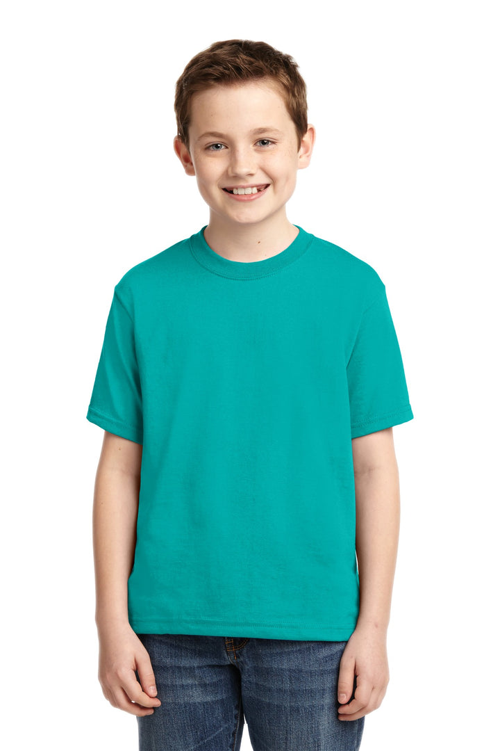 Front View of Jade Jerzees - Youth Dri-Power 50/50 Cotton/Poly T-Shirt. 29B