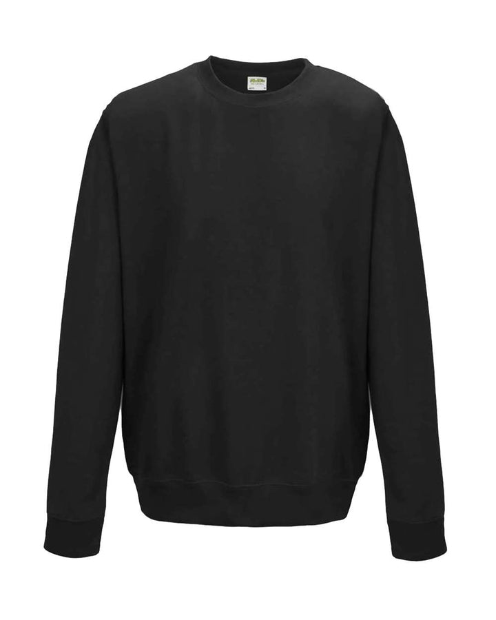 Front View of Jet Black College Crewneck Sweatshirt - JHA030