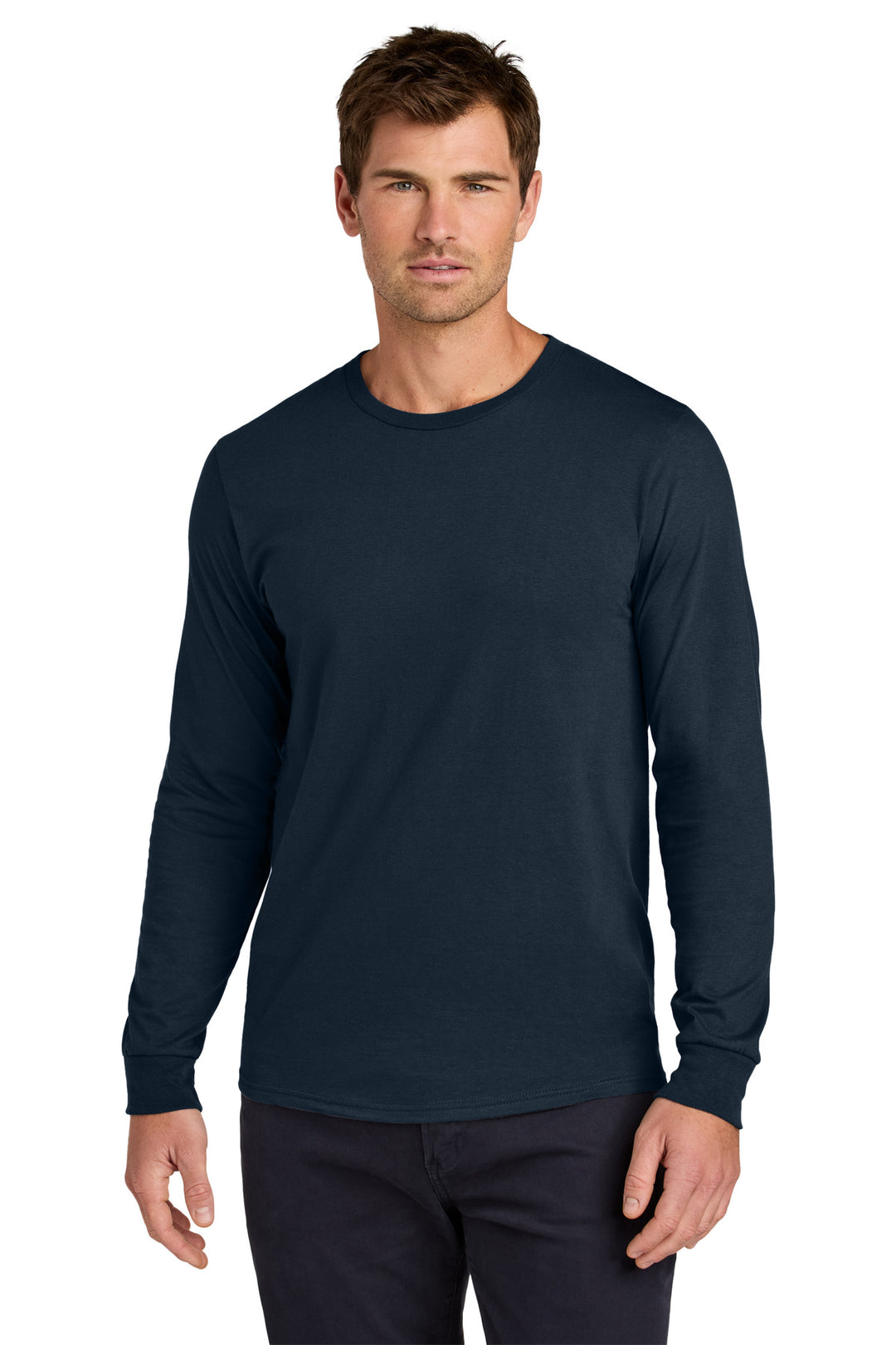 Front View of JNavy Jerzees Classics Unisex Cotton Long Sleeve T-Shirt 363L
