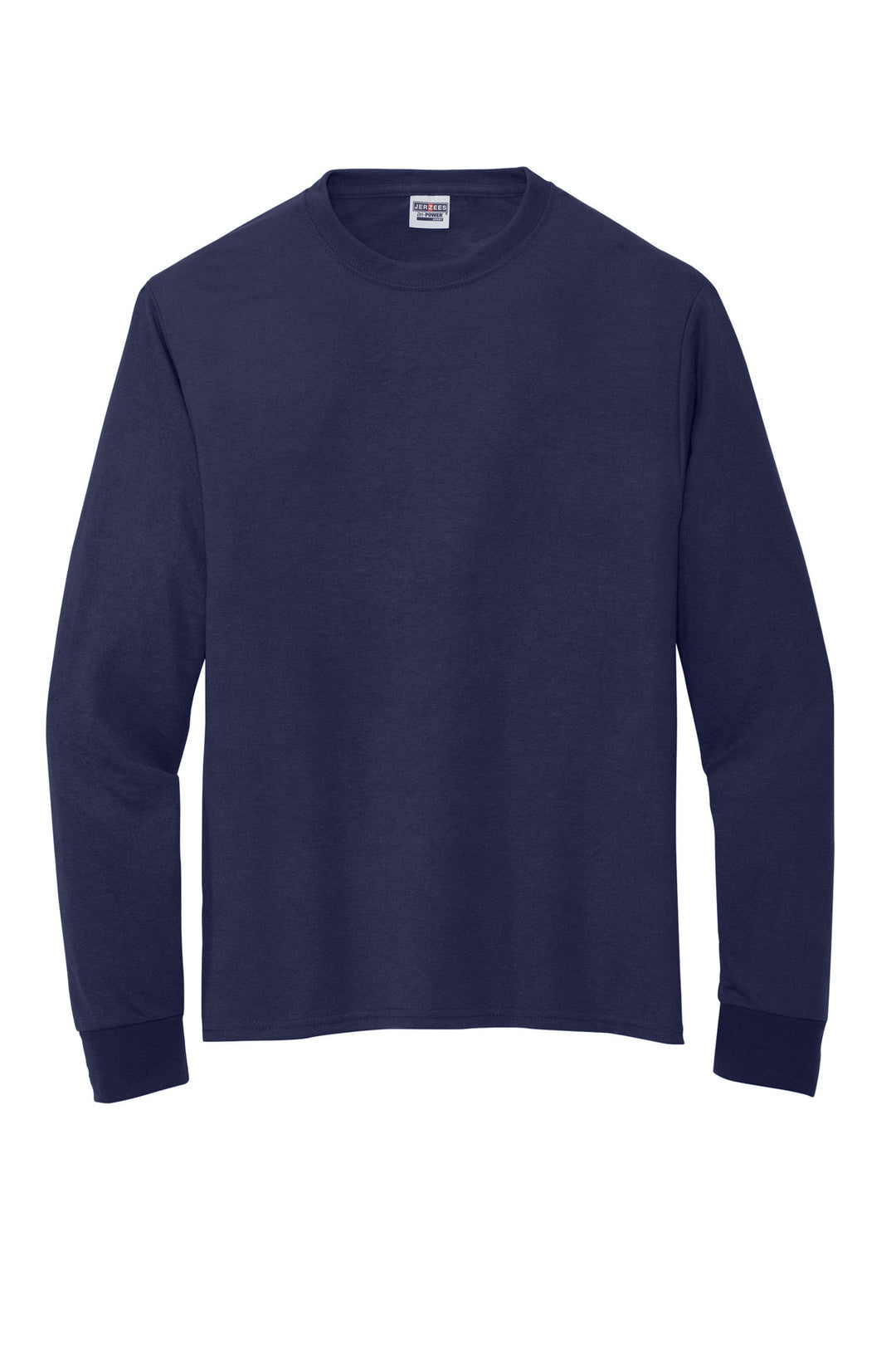 Front View of JNavy Jerzees Dri-Power 100% Polyester Long Sleeve T-Shirt 21LS