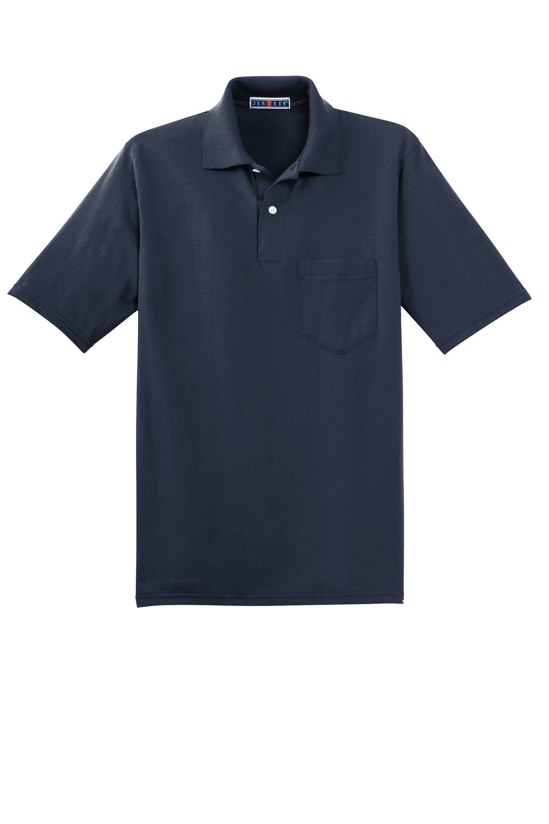 Front View of JNavy Jerzees Dri-Power Pocket Sport Shirt. 436MP