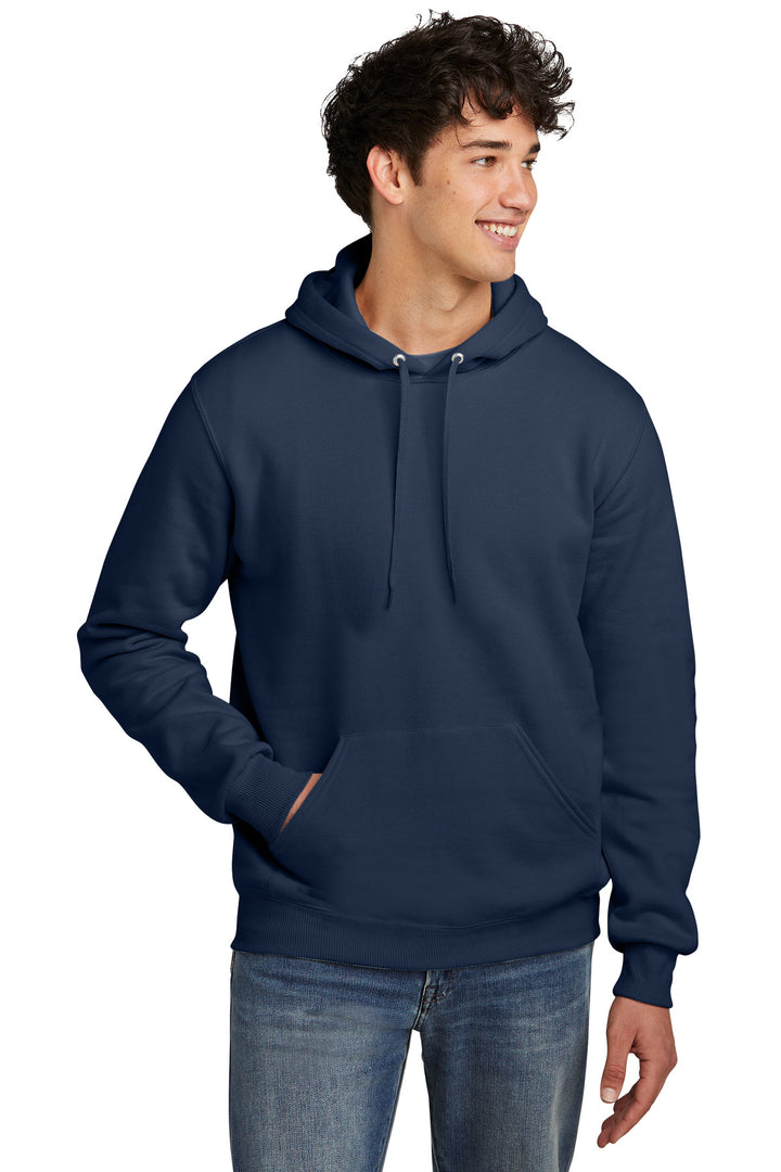 Front View of JNavy Jerzees Eco Premium Blend Pullover Hooded Sweatshirt 700M