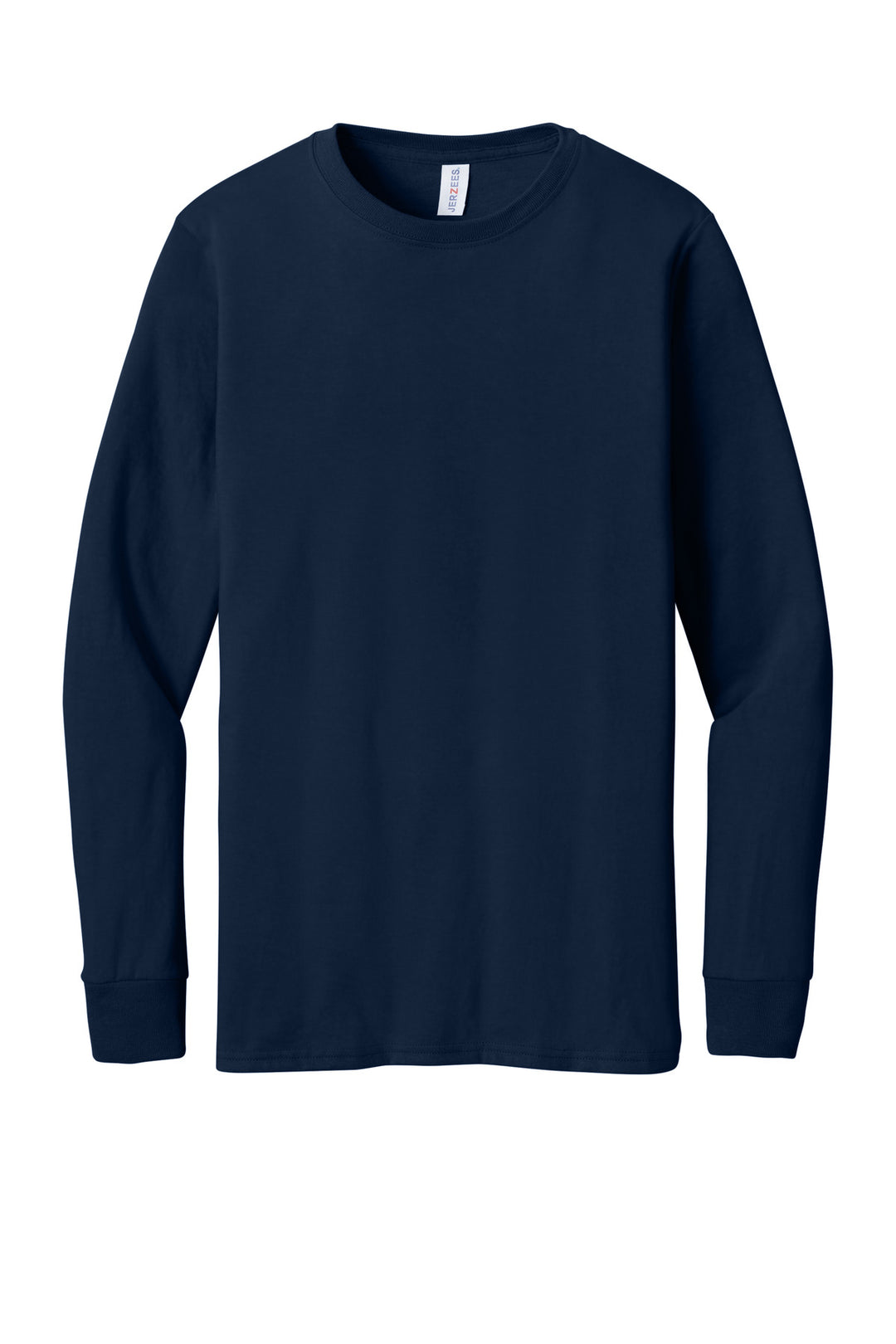 Front View of JNavy Jerzees Premium Blend Ring Spun Long Sleeve T-Shirt 560LS
