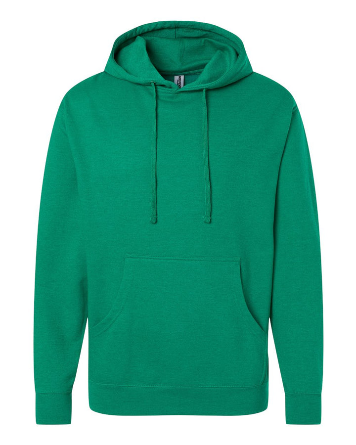 Front View of Kelly Green Heather Midweight Hooded Sweatshirt - SS4500