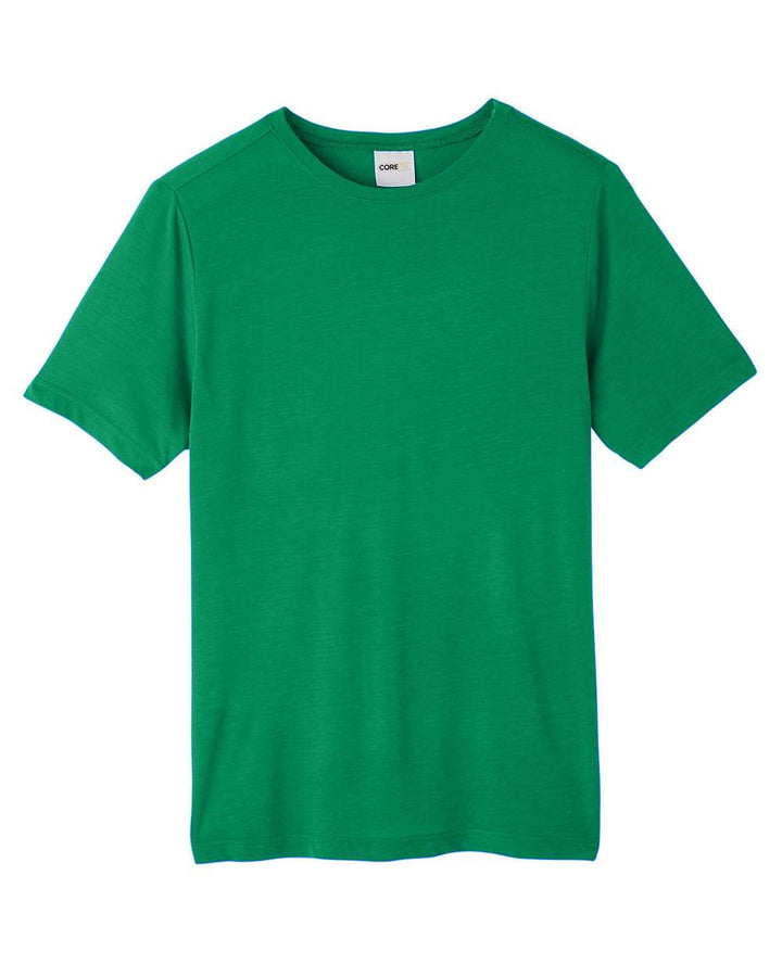 Front View of Kelly Green Unisex Fusion ChromaSoft™ Performance T-Shirt - CE111