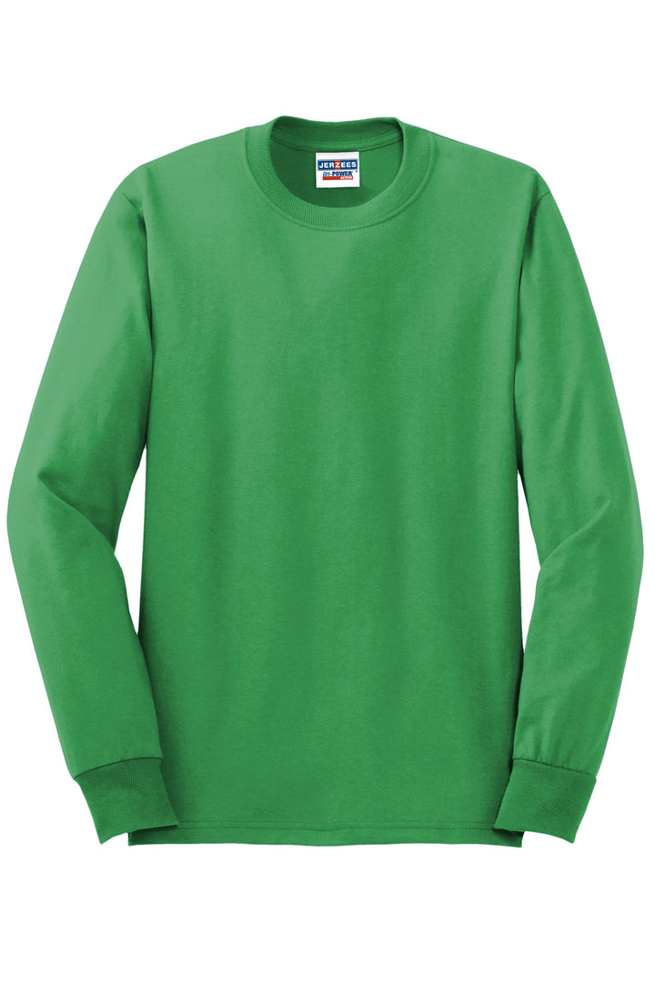 Front View of Kelly Jerzees - Dri-Power 50/50 Cotton/Poly Long Sleeve T-Shirt. 29LS