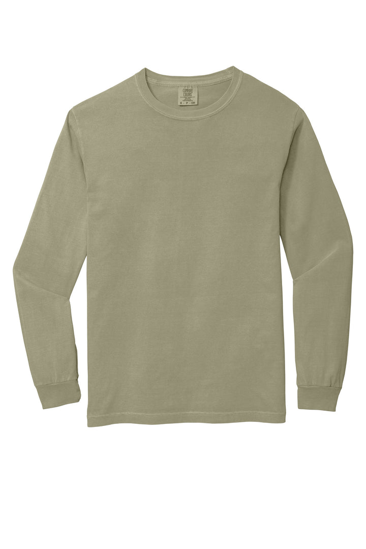 Front View of Khaki COMFORT COLORS Heavyweight Ring Spun Long Sleeve Tee. 6014