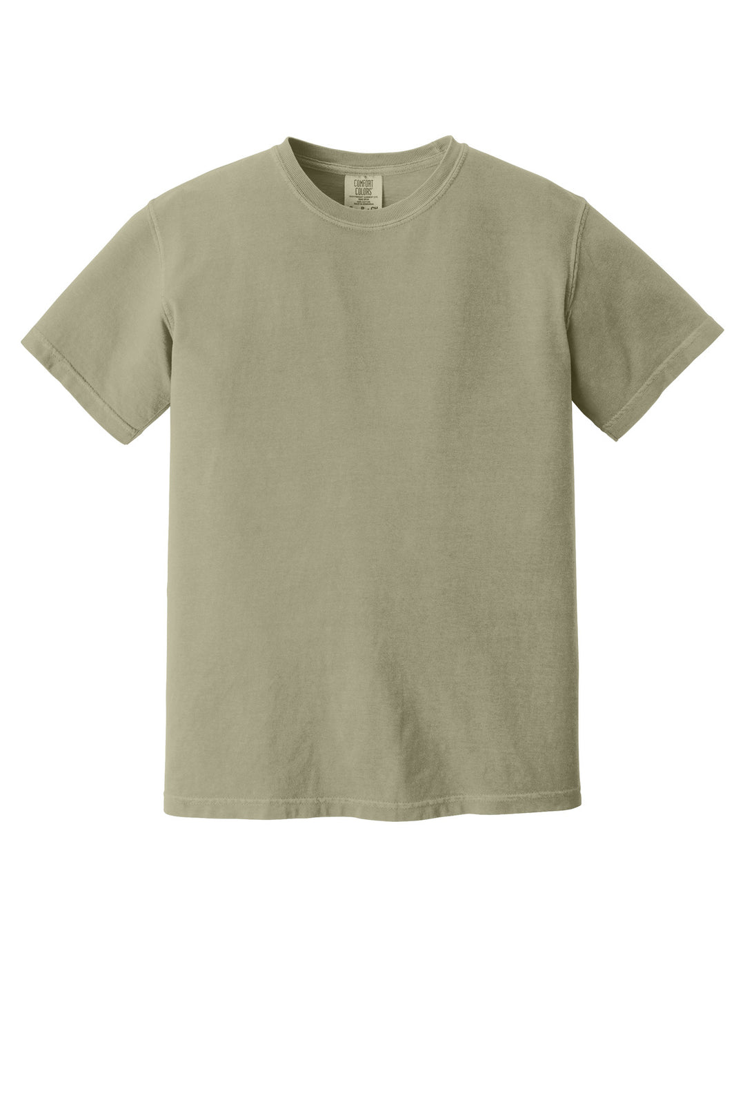 Front View of Khaki COMFORT COLORS Heavyweight Ring Spun Tee. 1717