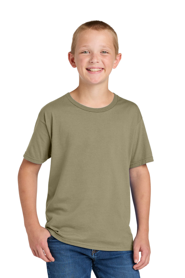 Front View of Khaki Jerzees Classics Youth Cotton T-Shirt 363Y