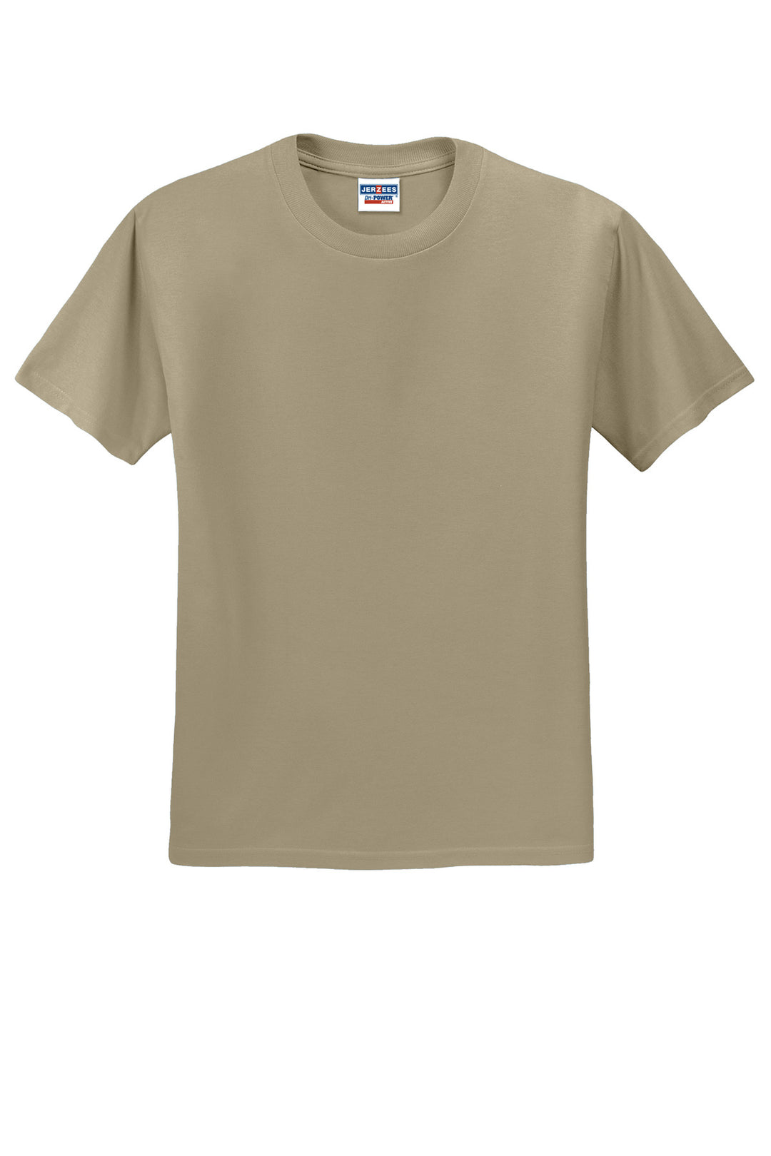 Front View of Khaki Jerzees - Dri-Power 50/50 Cotton/Poly T-Shirt. 29M