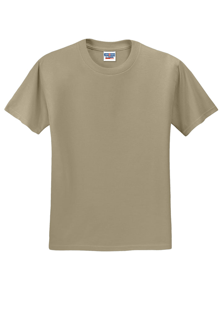 Front View of Khaki Jerzees - Dri-Power 50/50 Cotton/Poly T-Shirt. 29M