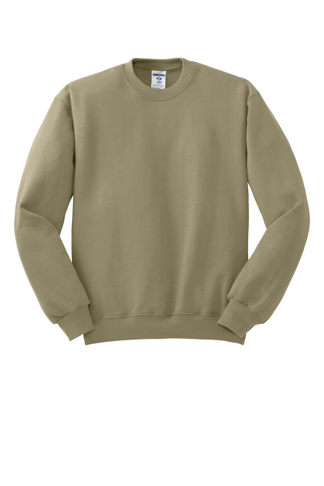 Front View of Khaki Jerzees - NuBlend Crewneck Sweatshirt. 562M