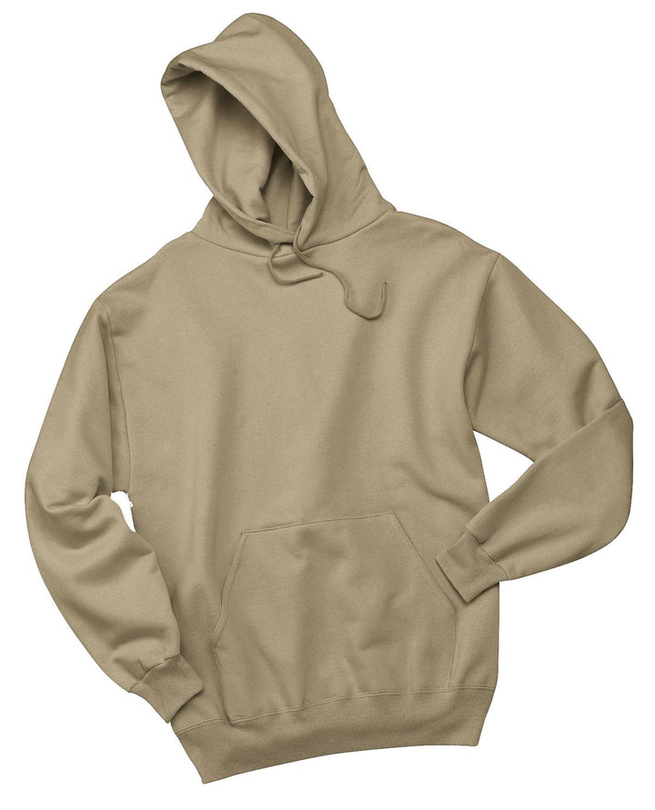 Front View of Khaki Jerzees NuBlend Pullover Hooded Sweatshirt. 996M