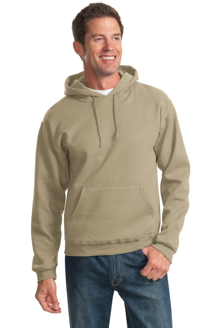 Front View of Khaki Jerzees NuBlend Pullover Hooded Sweatshirt. 996M