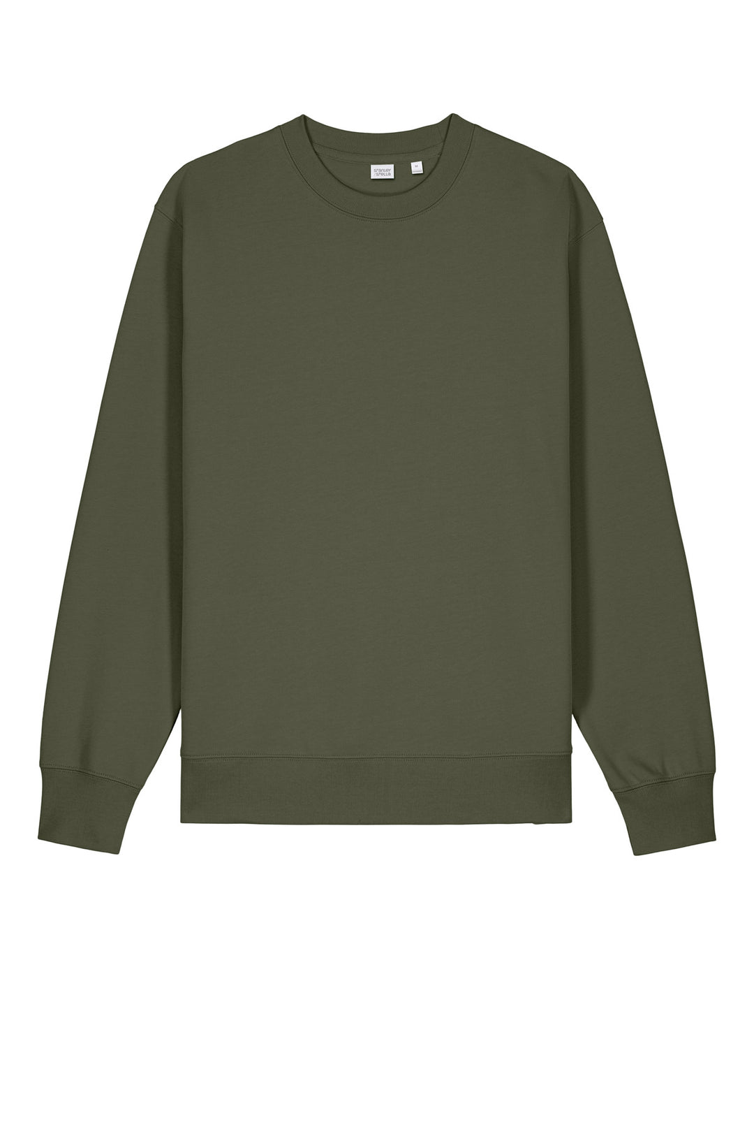 Front View of KhakiGreen Stanley/Stella Unisex Changer 2.0 Crewneck Sweatshirt SXU004