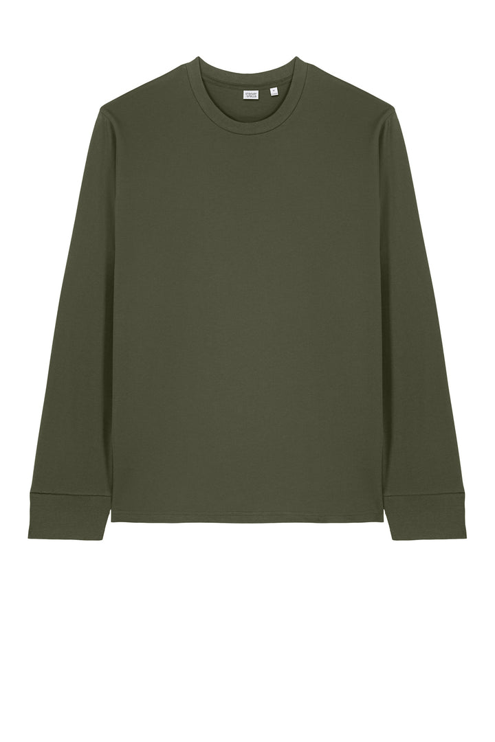 Front View of KhakiGreen Stanley/Stella Unisex Creator 2.0 Long Sleeve Tee SXU022