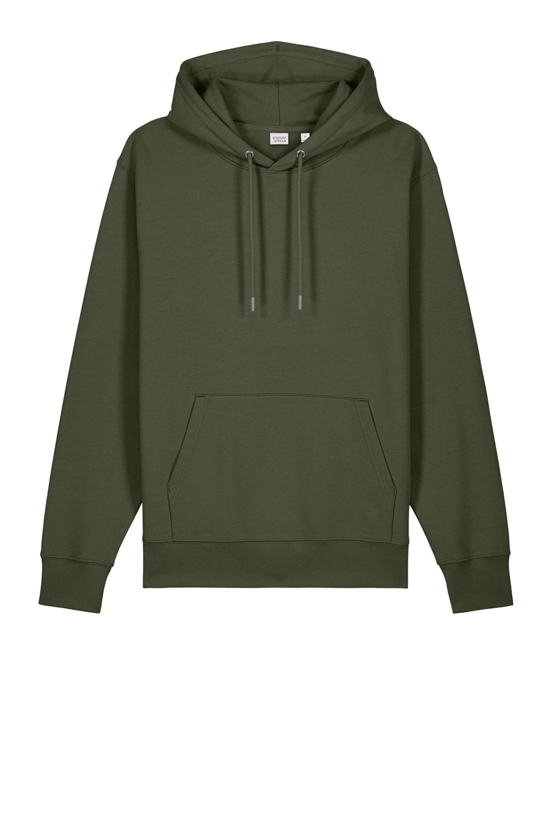 Front View of KhakiGreen Stanley/Stella Unisex Cruiser 2.0 Hooded Sweatshirt SXU003