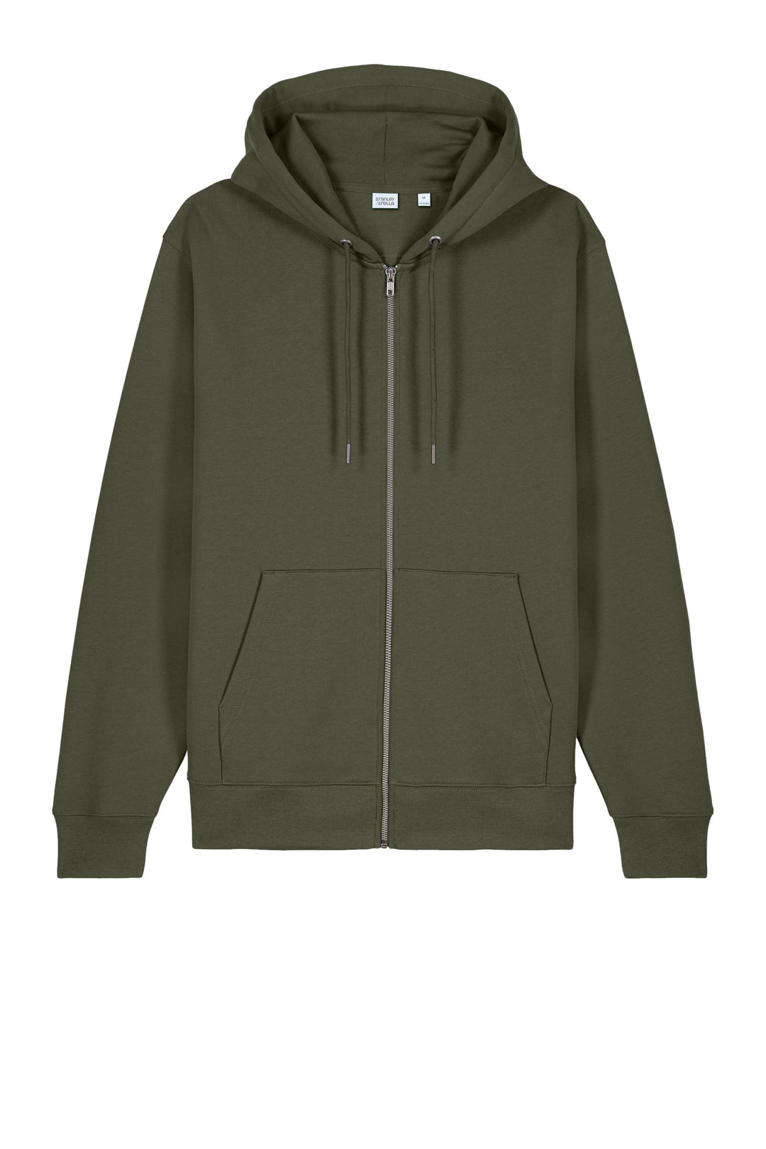 Front View of KhakiGreen Stanley/Stella Unisex Cultivator 2.0 Full-Zip Hooded Sweatshirt SXU005