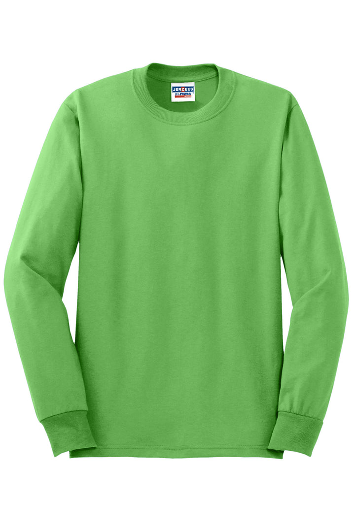 Front View of Kiwi Jerzees - Dri-Power 50/50 Cotton/Poly Long Sleeve T-Shirt. 29LS
