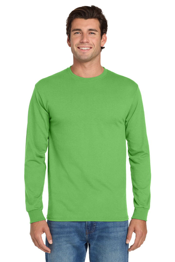 Front View of Kiwi Jerzees - Dri-Power 50/50 Cotton/Poly Long Sleeve T-Shirt. 29LS