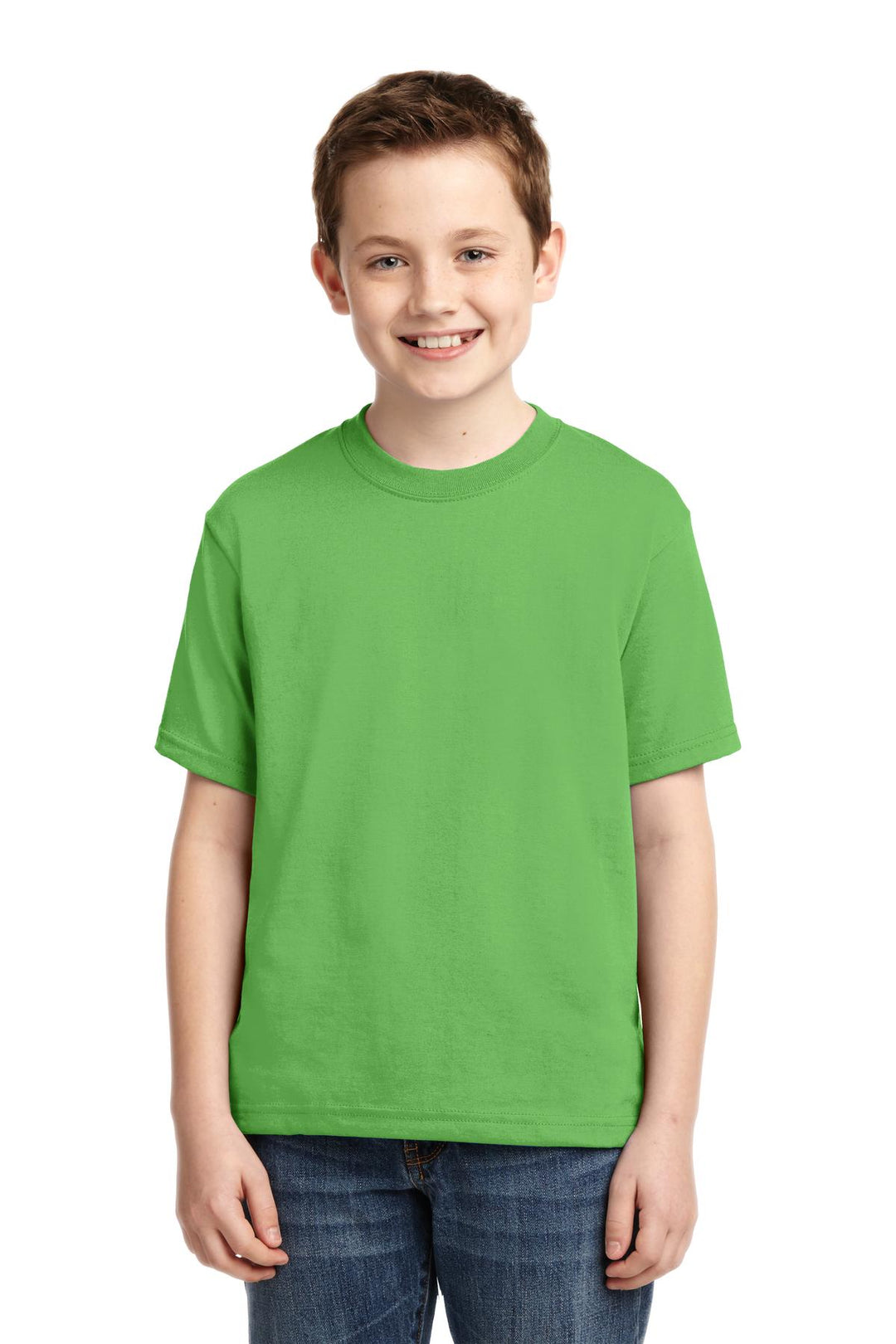 Front View of Kiwi Jerzees - Youth Dri-Power 50/50 Cotton/Poly T-Shirt. 29B