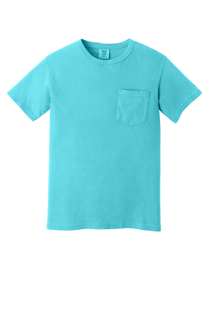 Front View of Lagoon COMFORT COLORS Heavyweight Ring Spun Pocket Tee. 6030