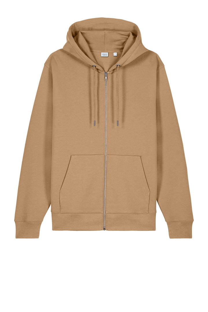 Front View of Latte Stanley/Stella Unisex Cultivator 2.0 Full-Zip Hooded Sweatshirt SXU005