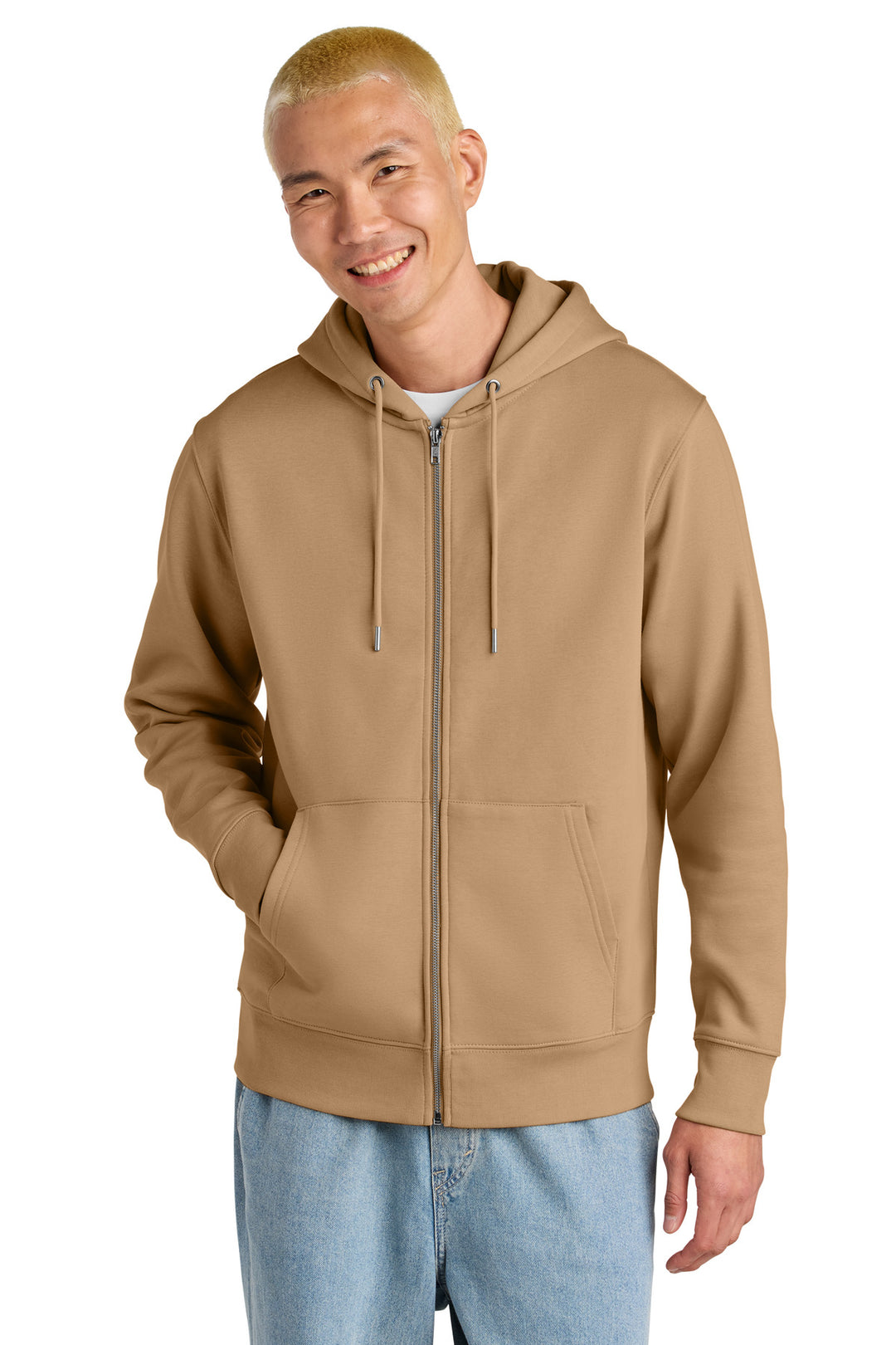 Front View of Latte Stanley/Stella Unisex Cultivator 2.0 Full-Zip Hooded Sweatshirt SXU005