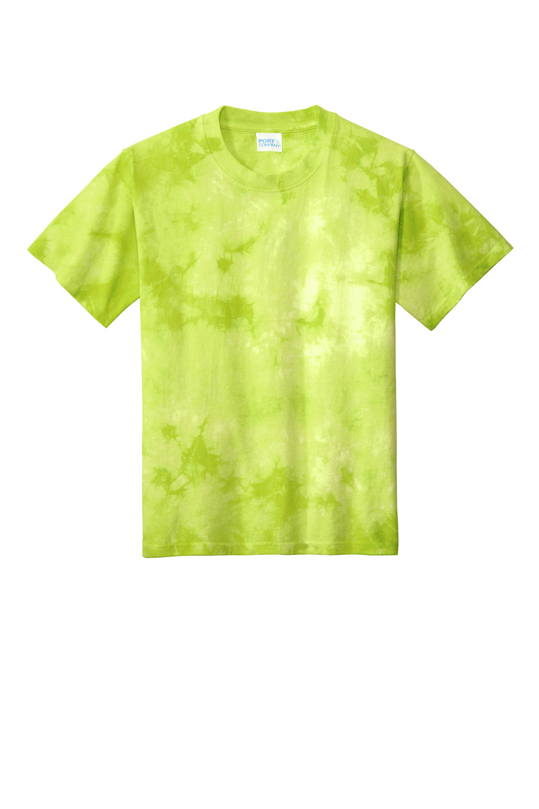 Front View of Lemon Lime Port & Company Youth Crystal Tie-Dye Tee PC145Y