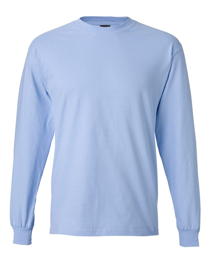 Front View of Light Blue Beefy-T® Long Sleeve T-Shirt - 5186