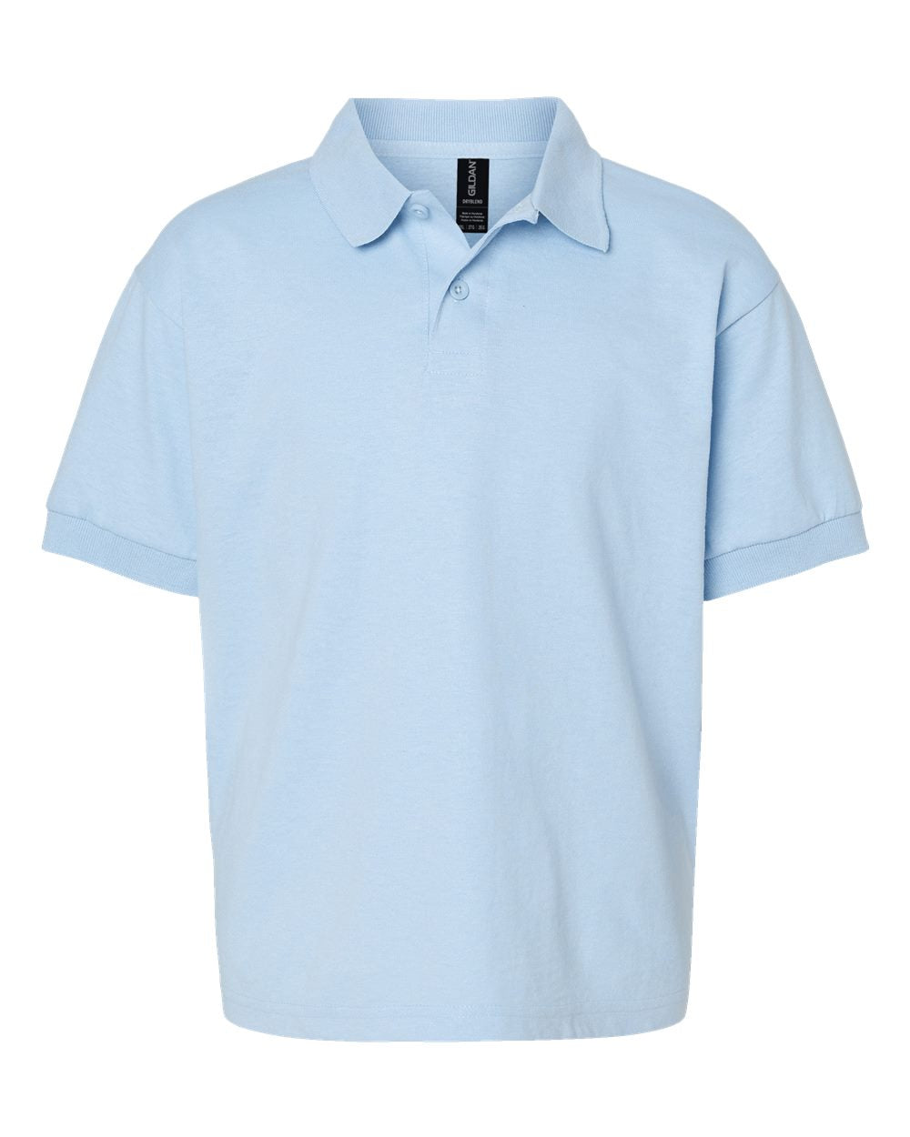 Front View of Light Blue DryBlend® Youth Jersey Polo - 8800B