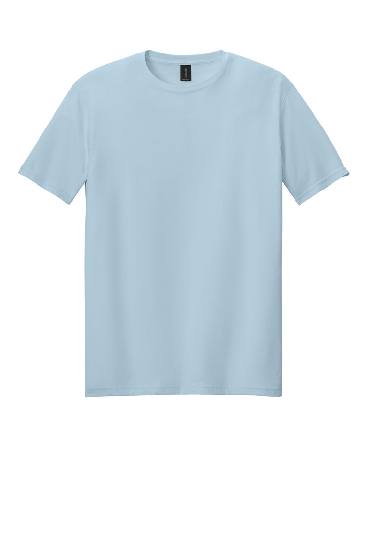 Front View of Light Blue Gildan Softstyle T-Shirt. 64000
