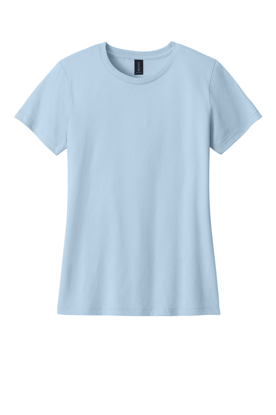 Front View of Light Blue Gildan Softstyle Women's T-Shirt. 64000L