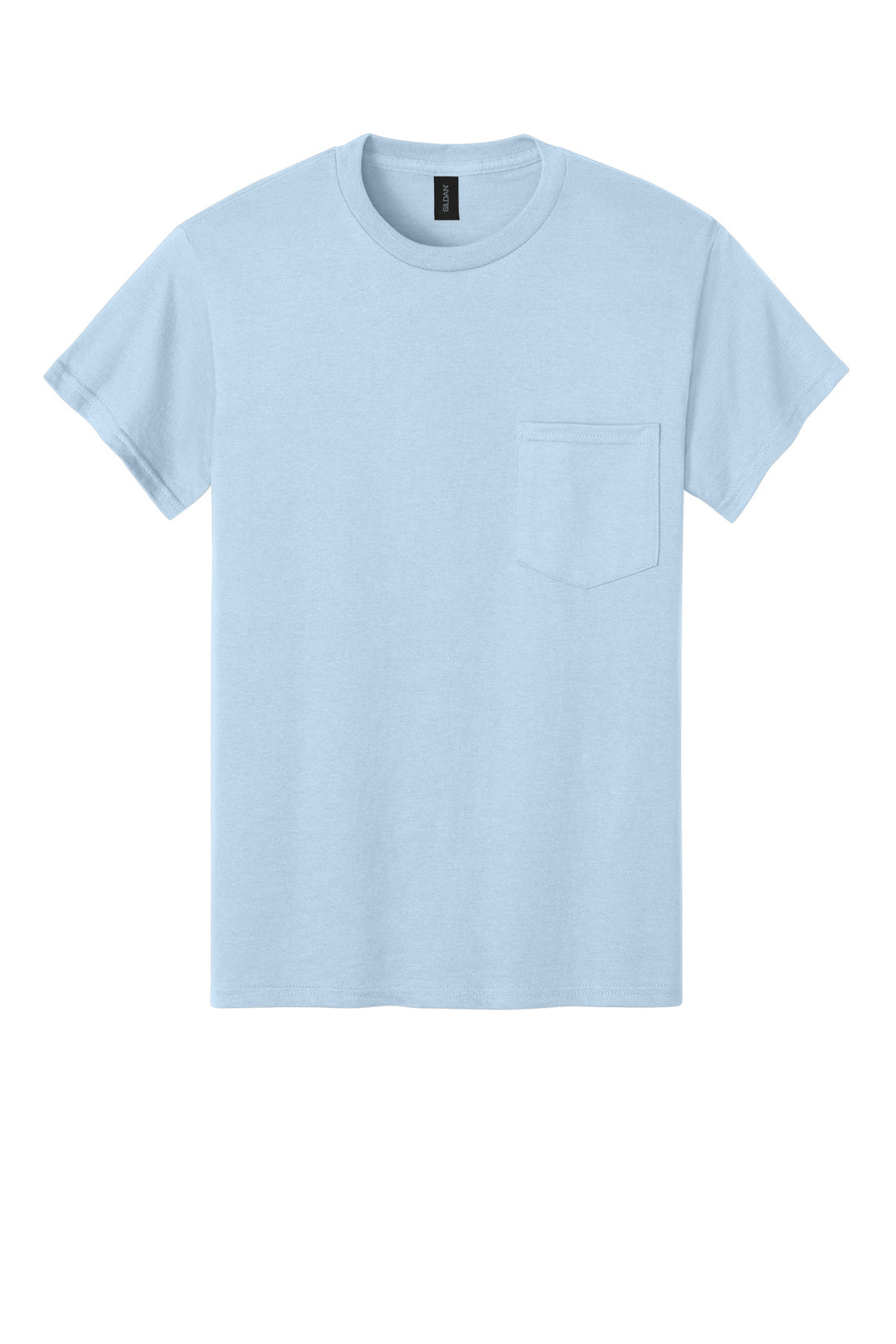 Front View of Light Blue Gildan - Ultra Cotton 100% US Cotton T-Shirt with Pocket. 2300