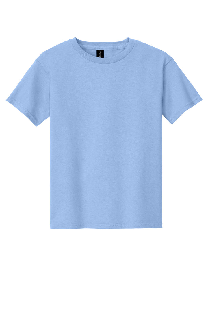 Front View of Light Blue Gildan - Youth Heavy Cotton 100% Cotton T-Shirt. 5000B