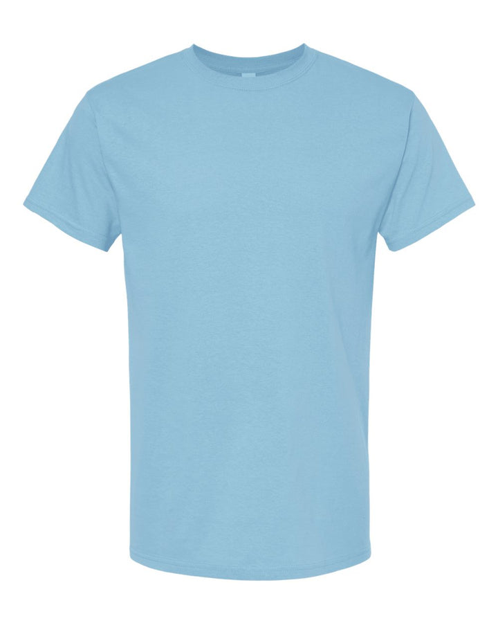 Front View of Light Blue Gold Soft Touch T-Shirt - 4800