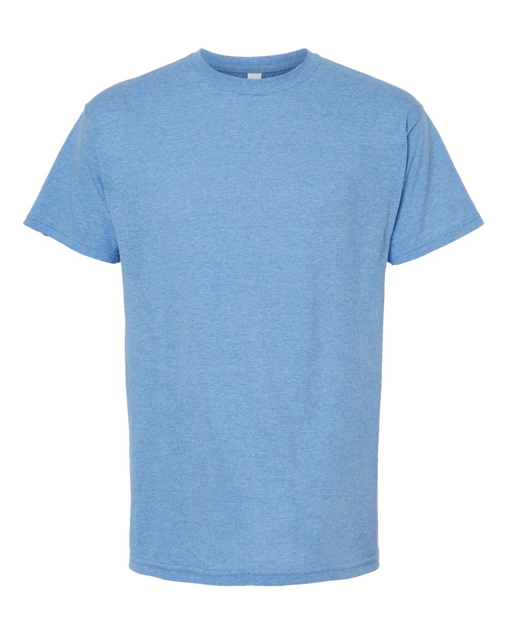 Front View of Light Blue Heather Gold Soft Touch T-Shirt - 4800