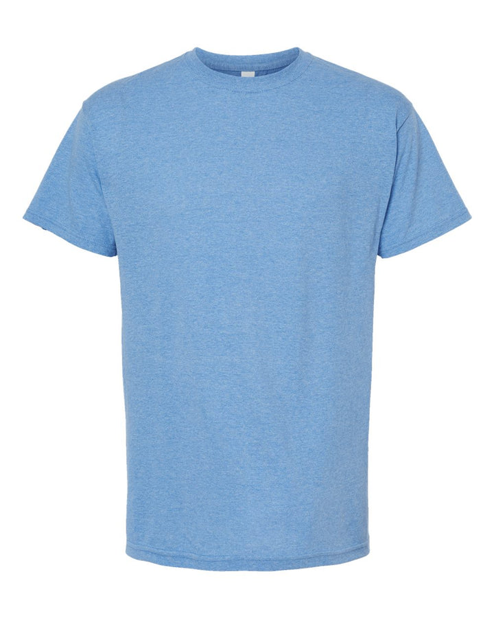 Front View of Light Blue Heather Gold Soft Touch T-Shirt - 4800