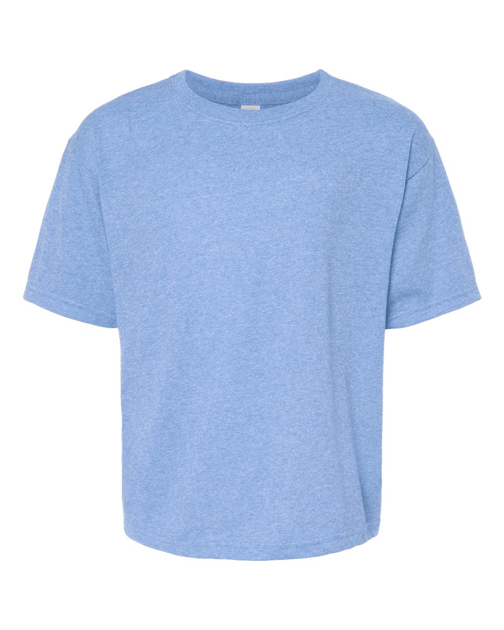Front View of Light Blue Heather Youth Gold Soft Touch T-Shirt - 4850