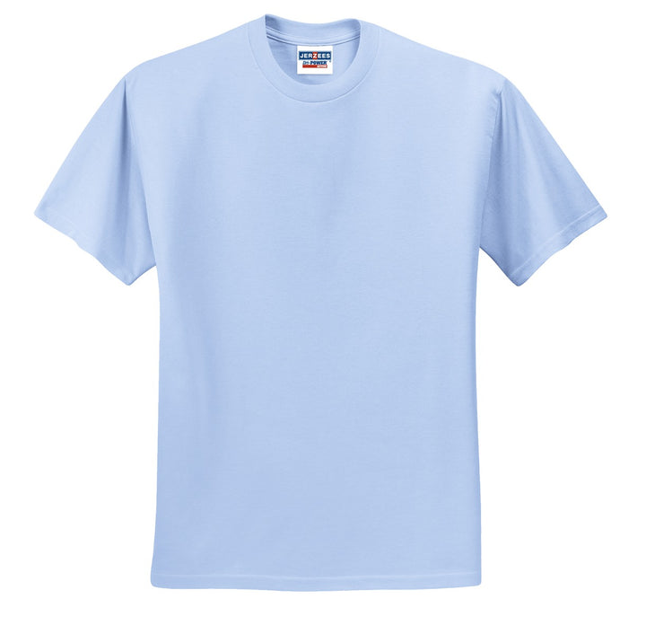 Front View of Light Blue Jerzees - Dri-Power 50/50 Cotton/Poly T-Shirt. 29M