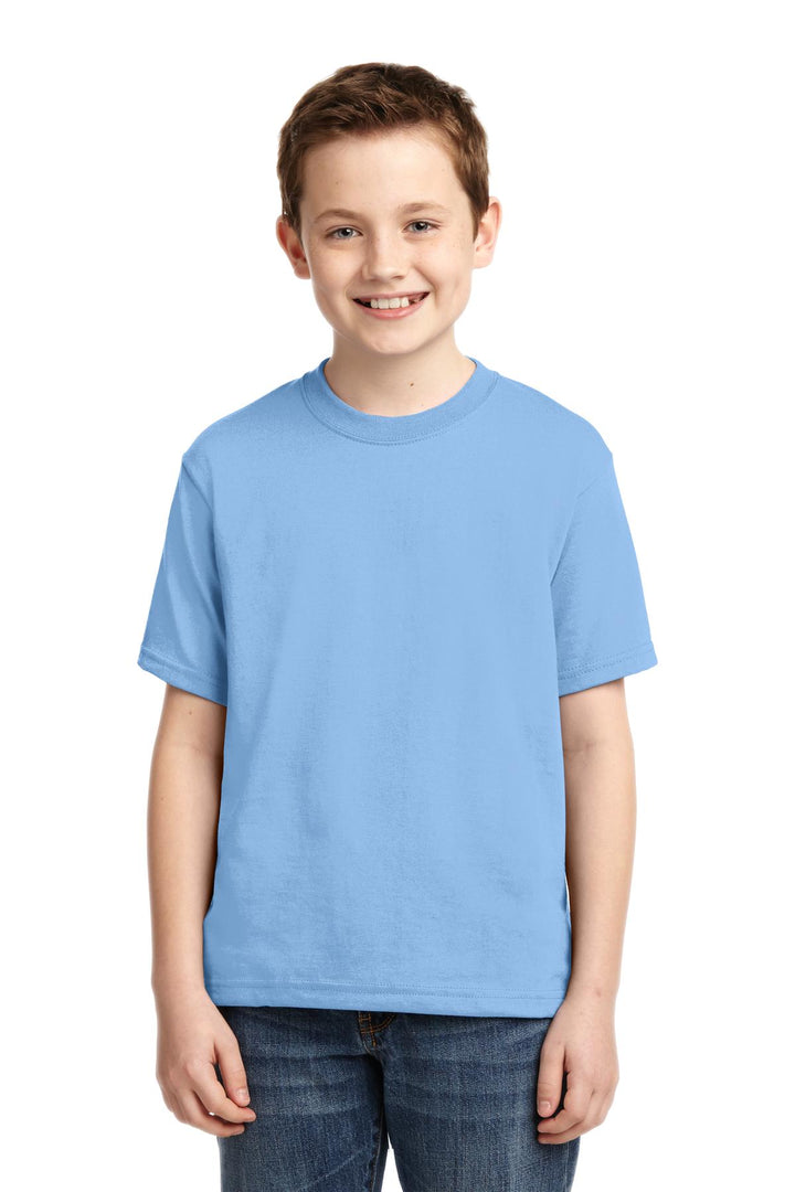 Front View of Light Blue Jerzees - Youth Dri-Power 50/50 Cotton/Poly T-Shirt. 29B