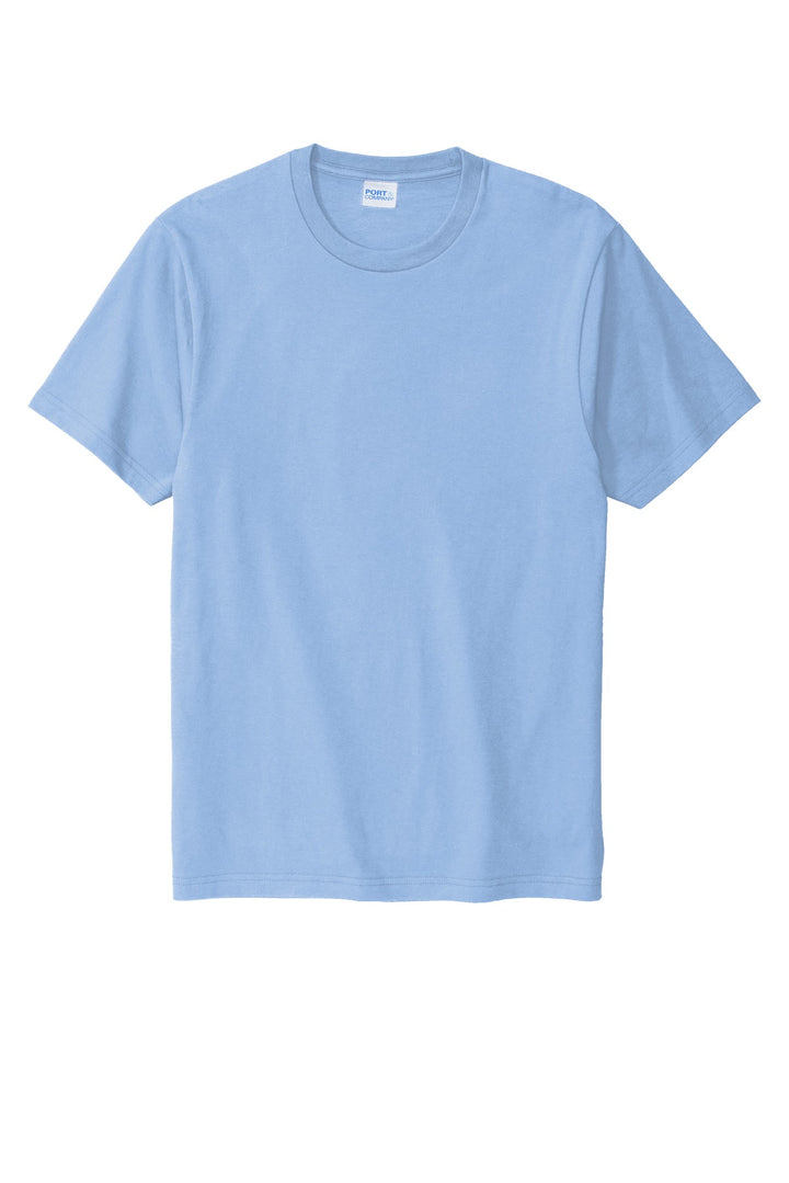 Front View of Light Blue Port & Company Bouncer Tee PC600