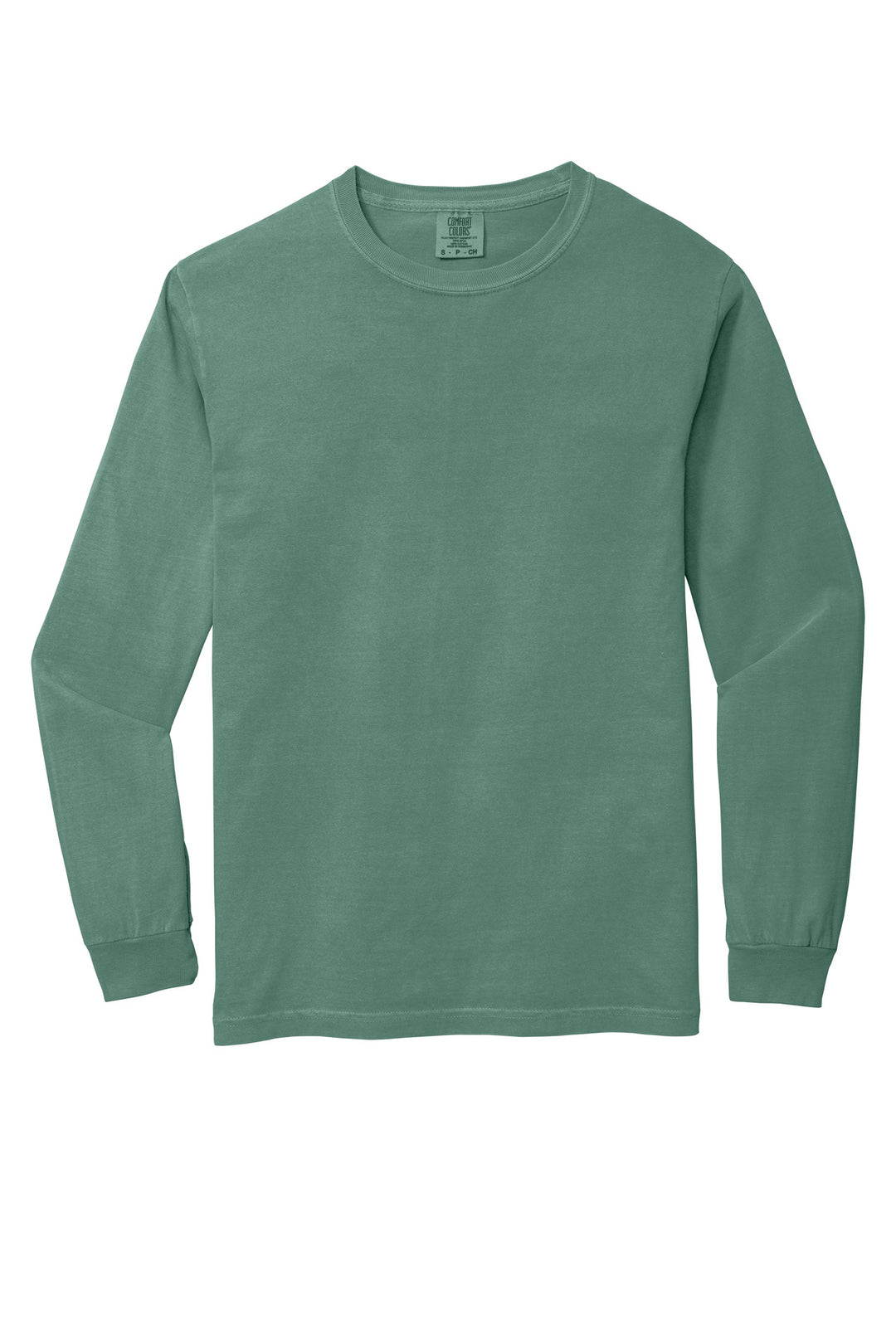 Front View of Light Green COMFORT COLORS Heavyweight Ring Spun Long Sleeve Tee. 6014