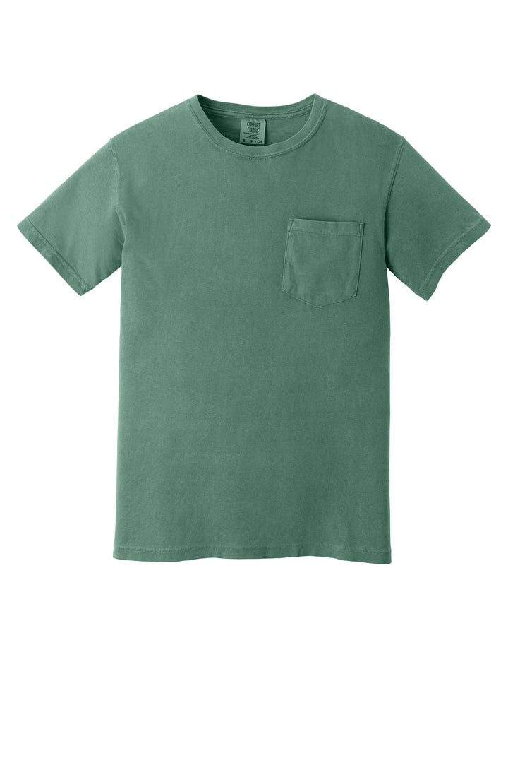 Front View of Light Green COMFORT COLORS Heavyweight Ring Spun Pocket Tee. 6030