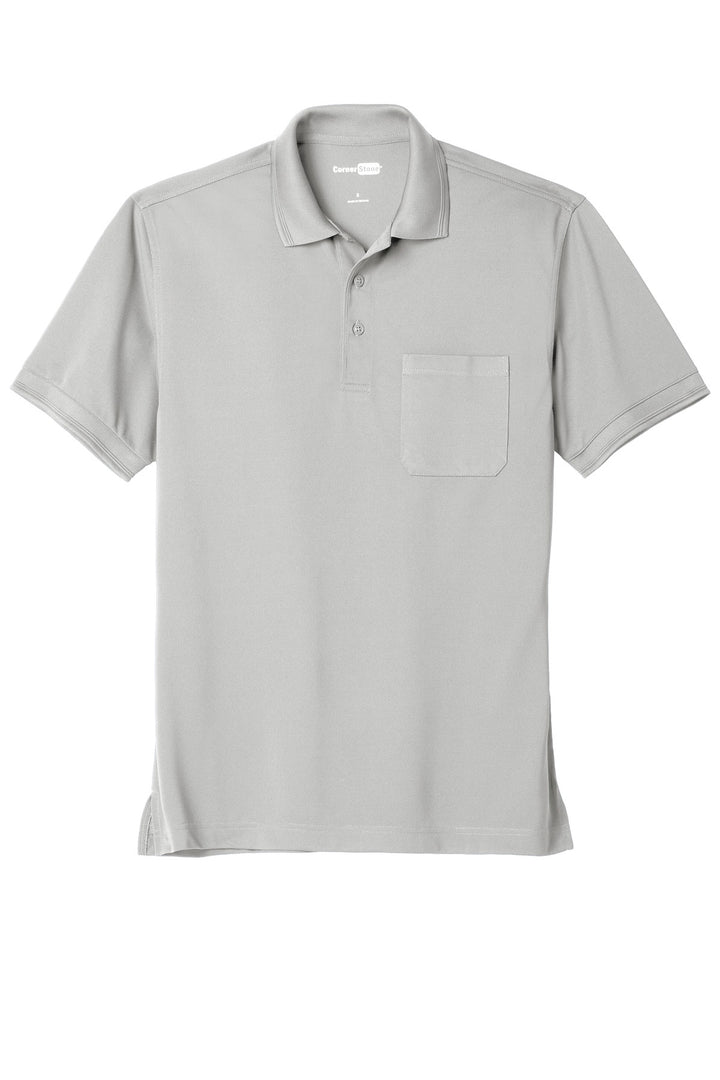 Front View of Light Grey CornerStone Industrial Snag-Proof Pique Pocket Polo. CS4020P