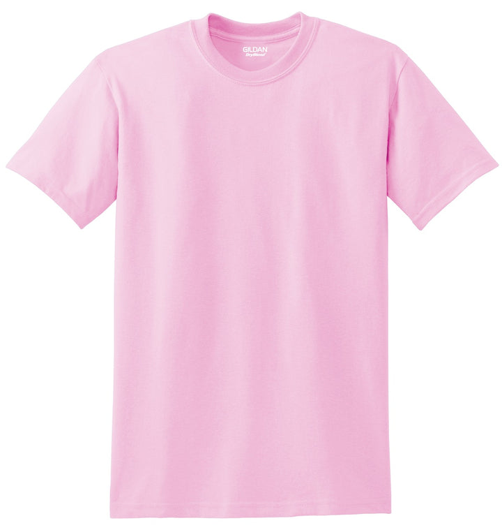 Front View of Light Pink Gildan DryBlend 50 Cotton/50 Poly T-Shirt. 8000